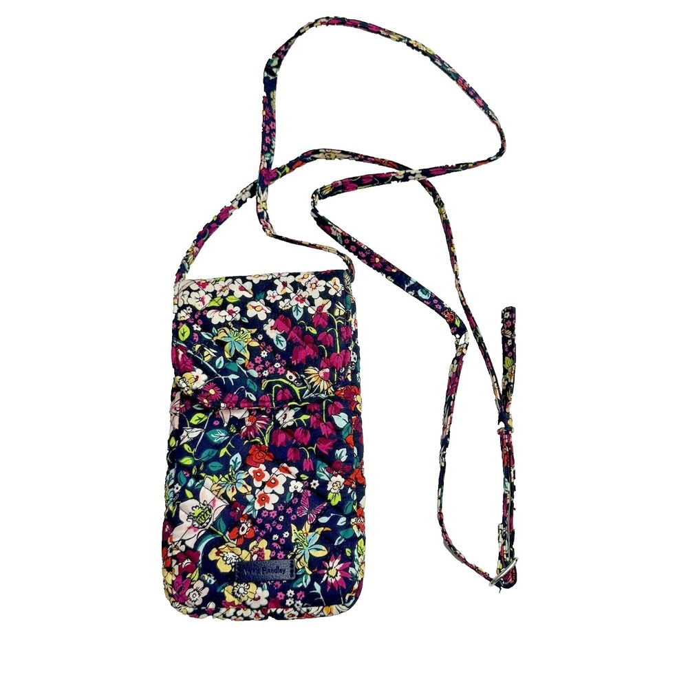 Vera Bradley Itsy Ditsy Floral Crossbody Cell Phone Purse 7.5x4 Cotton EUC